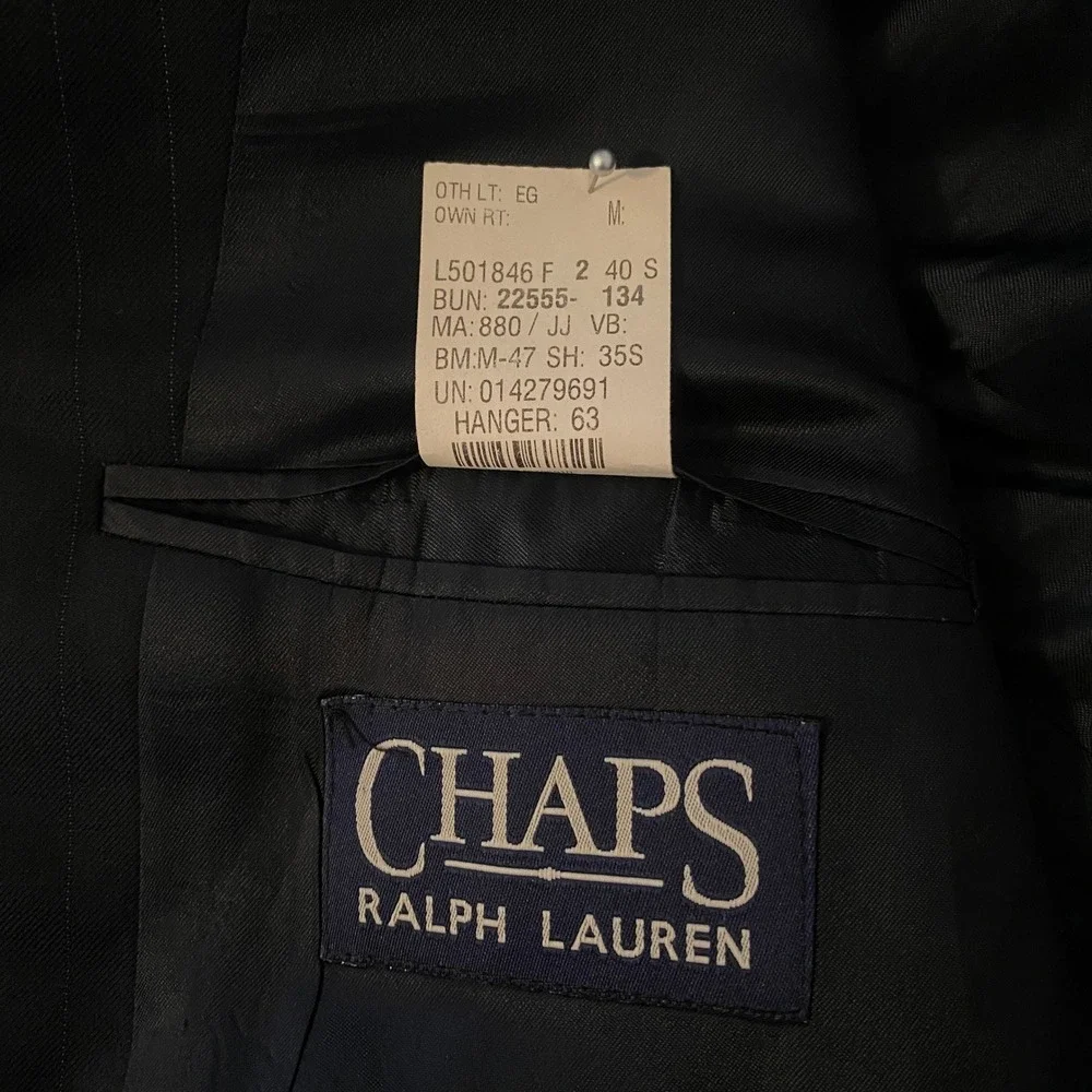 Chaps Ralph Lauren Blazer Mens 40S Navy Blue Pinstripe Wool‎ Cashmere 2-Button